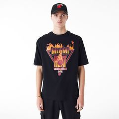 New Era Miami Heat NBA Flame Graphic Black Oversized T-Shirt 60435509 60435509