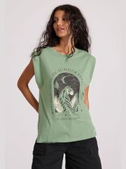 Funky Buddha Γυναικεία Αμάνικη Μπλούζα Με Τύπωμα FBL009-112-04 Mineral Green