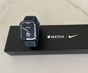 Apple Watch Series 7 Nike Cellular Aluminium 45mm Αδιάβροχο με Παλμογράφο (Midnight)