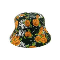 Bucket καπέλο διπλής όψεως Skull Roses πράσινο  - TDA01-92105-GN