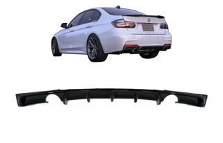 ΠΙΣΩ ΣΠΟΙΛΕΡ Rear Bumper Spoiler Valance Diffuser Double Outlet for Single Exhaust BMW 3 Series F30 F31 (2011-2019) M Design Piano Black