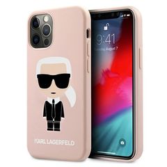 Karl Lagerfeld case for iPhone 12 Mini 5,4" KLHCP12SSLFKPI light pink hard case Silicone Iconic