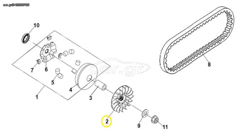 Γρανάζι Τροχαλίας Sym Jet-x 125 Lc Abs E5 22102-HJA-000