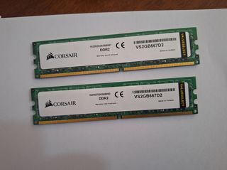 Μνήμες 2Χ  DDR2 2GB CORSAIR VALUESELECT VS2GB667D2 PC2-5300 667MHZ 