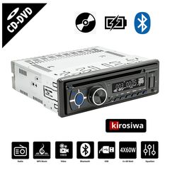 Kirosiwa Radio CD DVD MP3 αυτοκινήτου με USB, Bluetooth, microSD Card, RDS (1-DIN mic ανοιχτή ακρόαση equalizer ράδιο μικρόφωνο ηχοσύστημα 1DIN OEM 1DIN ραδιόφωνο 4x60W universal αμάξι radioUSB radioc