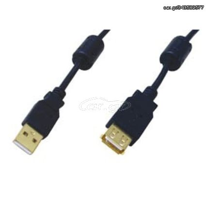 Comp, HM5002, Καλώδιο USB A/A M/F 5m. μαύρο με επίχρυσες επαφές & φερρίτες