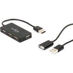 MAXLIFE HOME OFFICE USB 2.0 HUB USB - 4X USB 0,15 M BLACK + CABLE 1,5 M