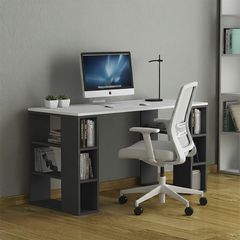 Γραφείο εργασίας Colmar Megapap χρώμα ανθρακί - λευκό 140x60x75εκ