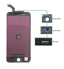 TIANMA High Copy LCD iPhone 6G Plus, Camera-Sensor ring, ear mesh, Black