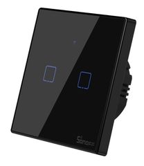 SONOFF smart διακόπτης ΤΧ-T3EU2C, αφής, Wi-Fi, διπλός, μαύρος