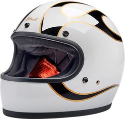 Κωδ.285015 Κράνος BILTWELL Gringo Flames Full Face Unisex μαύρο-λευκό τηλ.215-215-8211