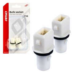 Κωδ.292418 ΦΙΣΑ/ΠΡΙΖΑ 12/24V 2 ΕΠΑΦΩΝ ΓΙΑ ΛΑΜΠΕΣ T10 /W5W/ W3W /W16W ΧΩΡΙΣ ΚΑΛΩΔΙΟ AMIO - 2 ΤΕΜ. τηλ.215-215-8211