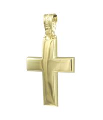 Σταυρός σε χρυσό Κ14 λουστραρισμένος για βάπτιση 30448