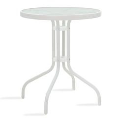 Τραπέζι Watson pakoworld μέταλλο λευκό-γυαλί Φ60x70εκ 130-000001
