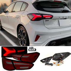 Πισινά Φανάρια Set Για Ford Focus 18-21 Hatchback 3D/5D Led Κόκκινο/Smoke