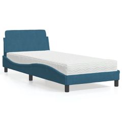 Κρεβάτι με Στρώμα Dover Μπλε 90 x 190 εκ. Βελούδινος 3208315