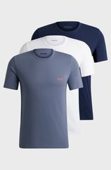 HUGO Ανδρικό T-Shirt Σετ 3 Τμχ. Underwear With Logo Print Μπλε/Γαλάζιο/Λευκό