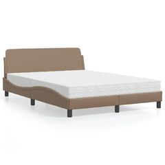 Κρεβάτι με Στρώμα Καπουτσίνο 120x200 εκ. από Συνθετικό Δέρμα