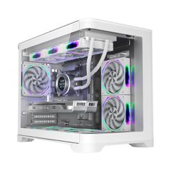 1STPLAYER UV6 WHITE Gaming Mini Tower Κουτί Υπολογιστή με Πλαϊνό Παράθυρο, Λευκό