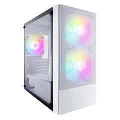 1STPLAYER X4-M WHITE Gaming Midi Tower Κουτί Υπολογιστή με Πλαϊνό Παράθυρο και RGB Φωτισμό, Λευκό