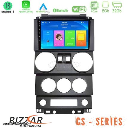 Bizzar CS Series 4Core Android13 2+32GB Jeep Wrangler 2Door 2008-2010 Navigation Multimedia Tablet 9″