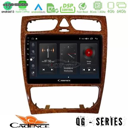 Cadence QG Series 8Core Android13 4+64GB Mercedes C Class (W203) Navigation Multimedia Tablet 9" (Wooden Style)