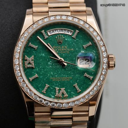 Rolex Day-Date Replica 36mm Everose gold and diamonds 