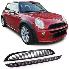 Μάσκα Για Mini Cooper 01-06 R50 / R53 Κυψελωτή Γυαλιστερή Μαύρη 2 Τεμάχια