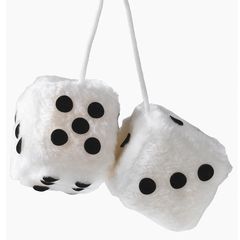 Ζάρια Κρεμαστά Διακοσμητικά Fuzzy Dice Λευκά 7x7cm 2 Τεμάχια