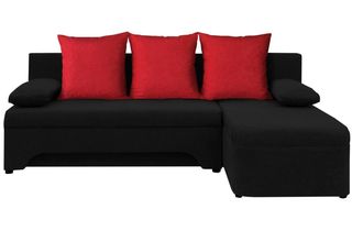 Γωνιακός καναπές - κρεβάτι Ramo αναστρέψιμος με αποθηκευτικό χώρο , 191x142x83cm, Μαύρο και Κόκκινο - PL4109