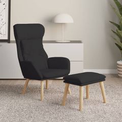 Πολυθρόνα Relax Μαύρο Υφασμάτινη με Υποπόδιο 3097756