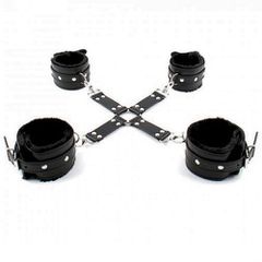 Naughty Toys Fur Wrist Ankle Cuffs with Hog Tie