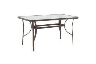 Τραπέζι "ENSURE" από μέταλλο/γυαλί σε καφέ χρώμα 120x80x70
