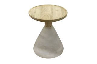 Τραπέζι βοηθητικό "SPELLO" από ξύλο σε φυσικό/white wash χρώμα Φ38x46