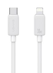 USAMS καλώδιο Lightning σε USB-C US-SJ692, 30W, 480Mbps, 1m, λευκό