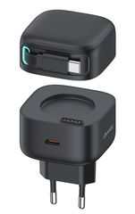 USAMS φορτιστής τοίχου US-CC202 με καλώδιο USB-C, USB-C, 35W GaN, μαύρος