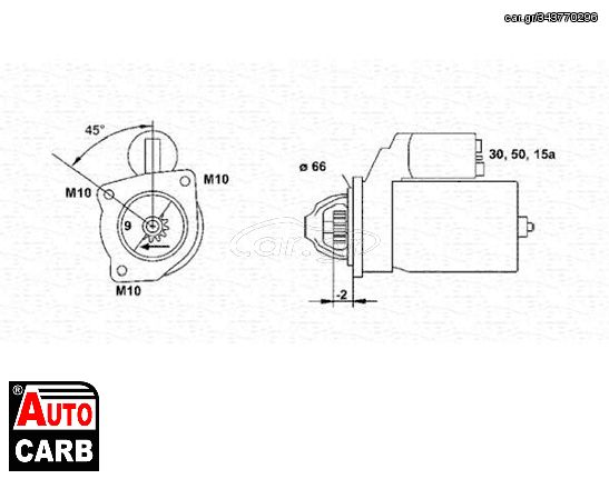 Μίζα MAGNETI MARELLI 943251109010 για PEUGEOT 305 1982-1990, PEUGEOT 309 1985-1993, PEUGEOT 405 1987-1999