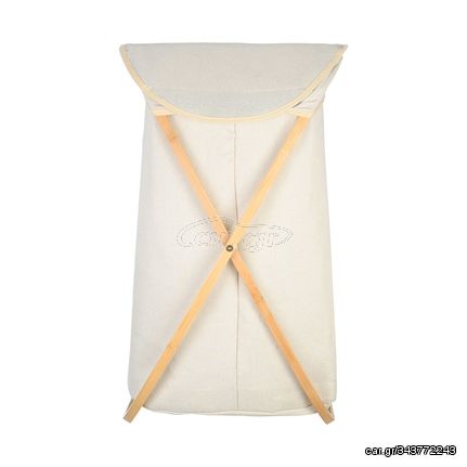 ESTIA ΚΑΛΑΘΙ ΑΠΛΥΤΩΝ BAMBOO ESSENTIALS 40x40x70cm ΜΕ ΘΗΚΗ ΠΟΛΥΕΣΤΕΡΑ ΠΤΥΣΣΟΜΕΝΟ ΜΠΕΖ