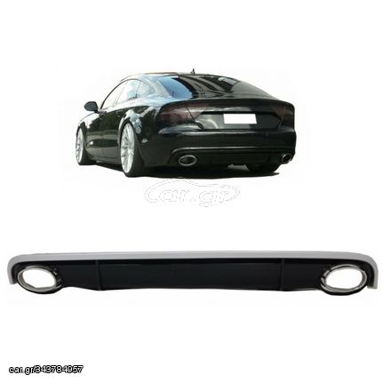 Diffuser Πίσω Προφυλακτήρα Για Audi A7 4G 10-14 RS7 Look Για Απλό Προφυλακτήρα Με Μπούκες Από Abs Πλαστικό