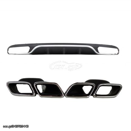 Diffuser Πίσω Προφυλακτήρα Για Mercedes-Benz E-Class W213 16-19 Amg Look Για Απλούς Προφυλακτήρες Σετ Με Μπούκες Από Abs Πλαστικό