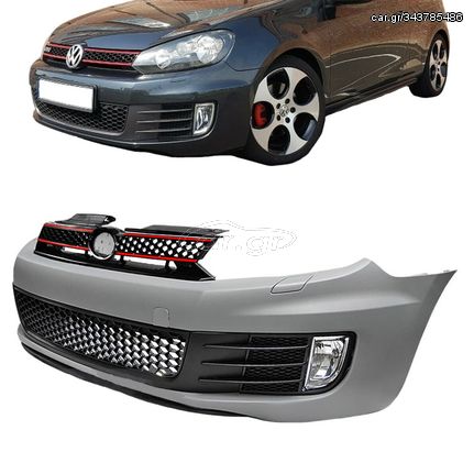 Μπροστινός Προφυλακτήρας Για VW Golf VI (6) 08-12 GTI Look Σετ Με Μάσκα Και Προβολείς