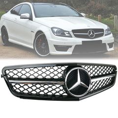 Μάσκα Για Mercedes-Benz C-Class W204 07-14 Amg C63 Look Με Μονή Γρίλια Μαύρο/Χρώμιο 1 Τεμάχιο