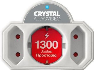 CRYSTAL AUDIO SPW21-1300-70 Λευκό Πολύπριζο Προστασίας 1 Θέσης Schuko & 2 Απλών Θέσεων 1300j/70