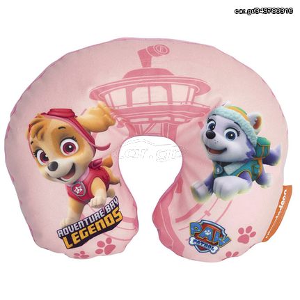 Παιδικό Μαξιλαράκι Αυχένα Ταξιδιού Paw Patrol Sky-Everest ''Adventure Bay Legends'' 27cm x 23cm Ροζ 1 Τεμάχιο