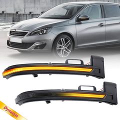 Φλας Καθρέπτη Για Peugeot 308 13-17 Dynamic Led Canbus Μαύρο 2 Τεμάχια