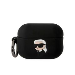 Karl Lagerfeld Karl Head 3D Silicone Case Θήκη Σιλικόνης για Apple AirPods Pro 2 με Γάντζο Black