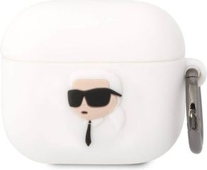 Karl Lagerfeld Karl Head 3D Silicone Case Θήκη Σιλικόνης για Apple AirPods 3 με Γάντζο White