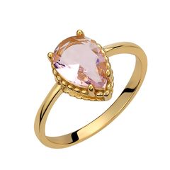 Δαχτυλίδι Δάκρυ Σε Ασήμι 925 Με Χρύσωμα Κ18 Και Ρόζ Πέτρα Ζιργκόν / PRINCE SILVERO / 3A-RG538-3P