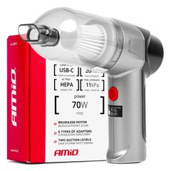 Amio - ΗΛΕΚΤΡΙΚΟ ΣΚΟΥΠΑΚΙ ΧΕΙΡΟΣ ΑΣΥΡΜΑΤΟ 70W ΜΕ 6 ΑΚΡΟΦΥΣΙΑ ΚΑΘΑΡΙΣΜΟΥ ΚΑΙ ΚΑΛΩΔΙΟ USB-C - 1 Τεμ. (03693/AM)