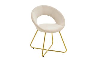 Καρέκλα "VALENTINA" από βελούδο/μέταλλο σε μπεζ/χρυσό χρώμα 65x60x82